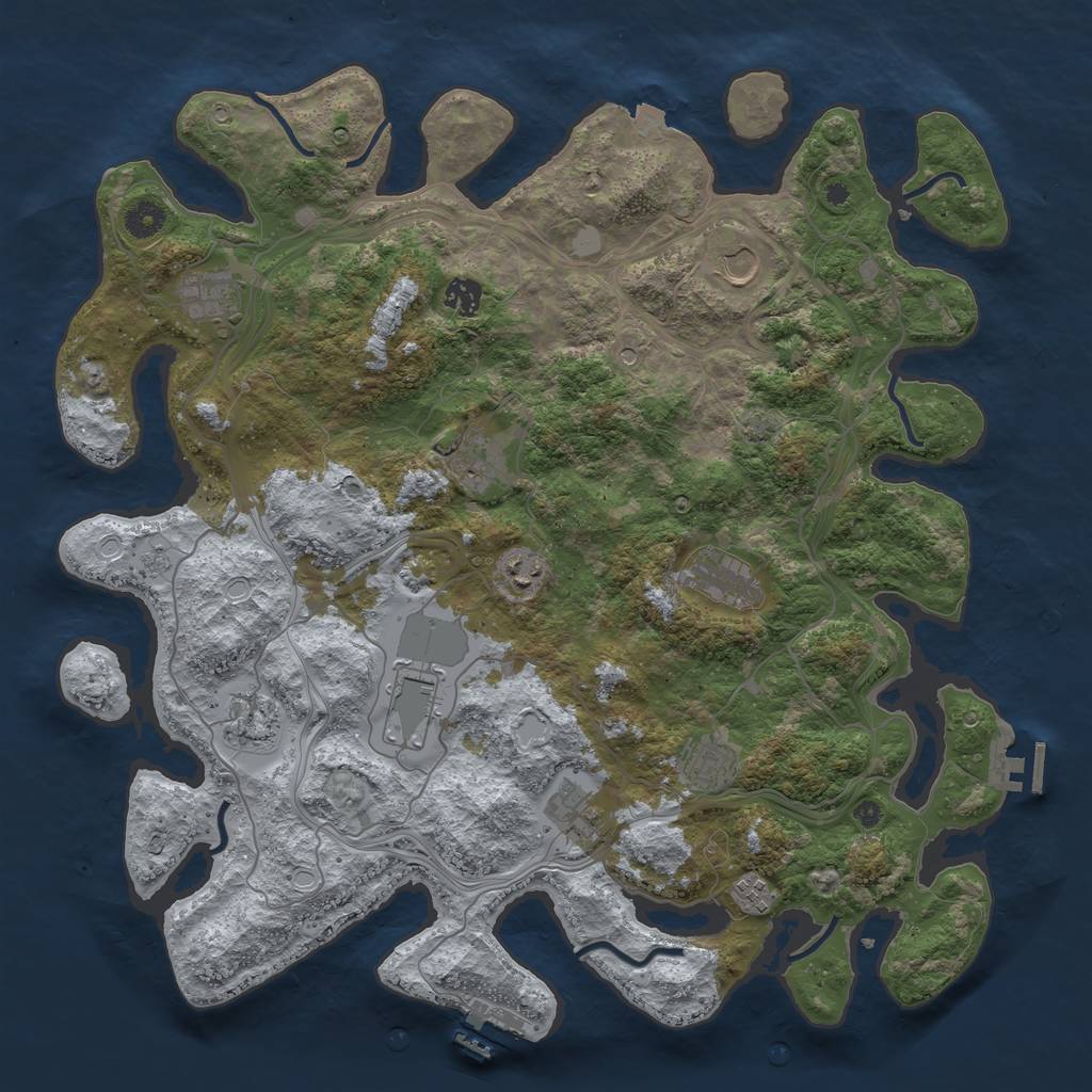 Rust Map: Procedural Map, Size: 4300, Seed: 597869796, 19 Monuments