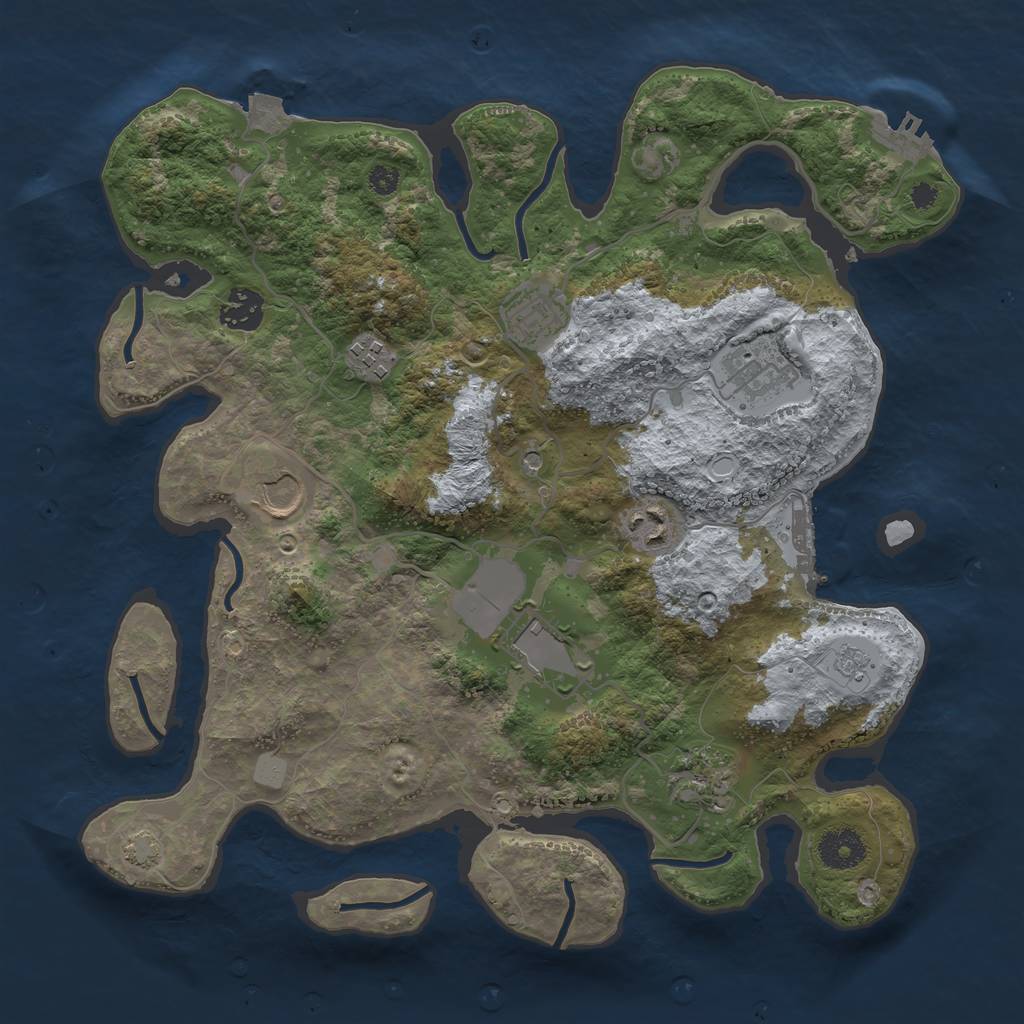 Rust Map: Procedural Map, Size: 3500, Seed: 1850738421, 16 Monuments