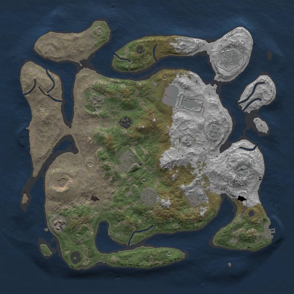 Rust Map: Procedural Map, Size: 3820, Seed: 1672680784, 18 Monuments