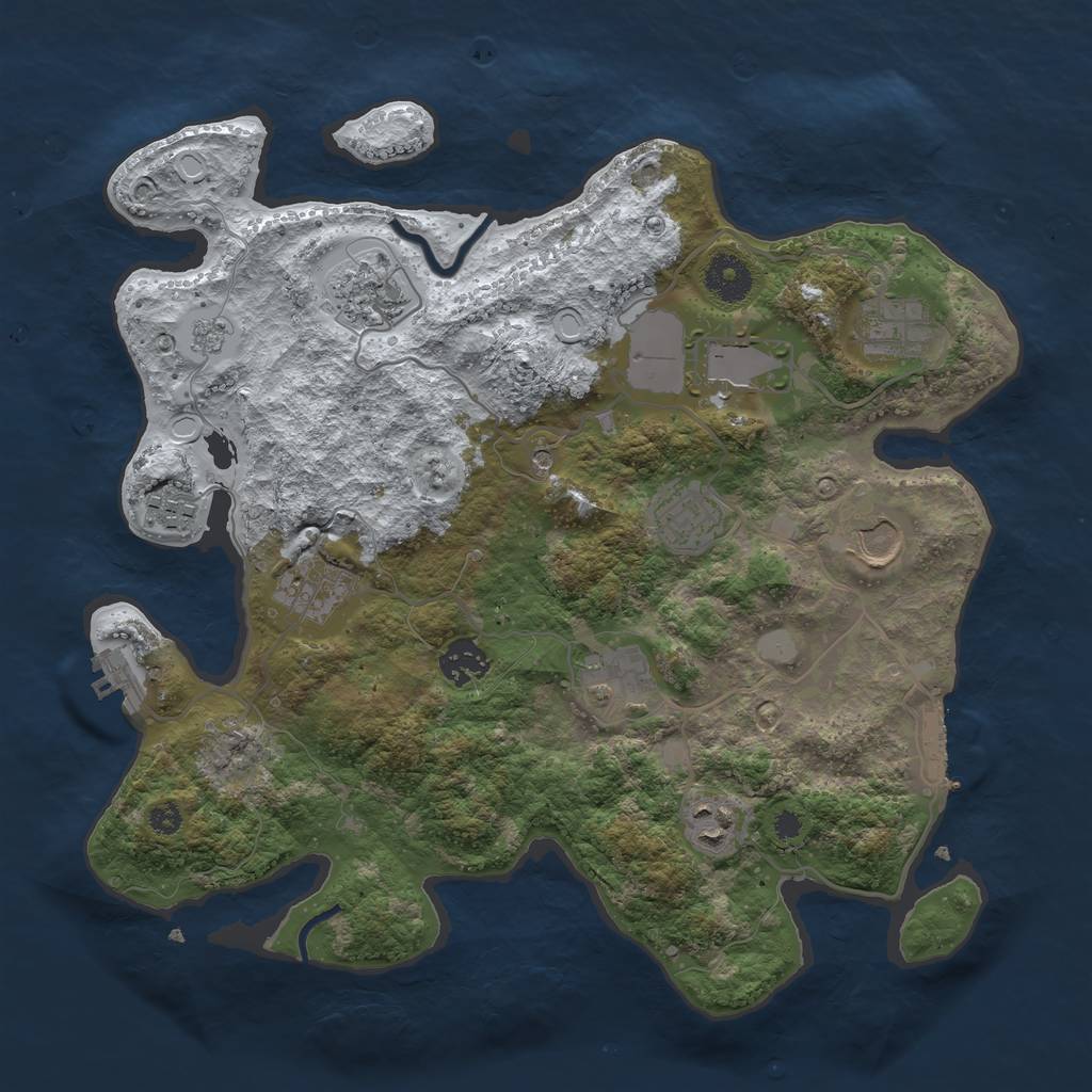 Rust Map: Procedural Map, Size: 3500, Seed: 131454, 19 Monuments