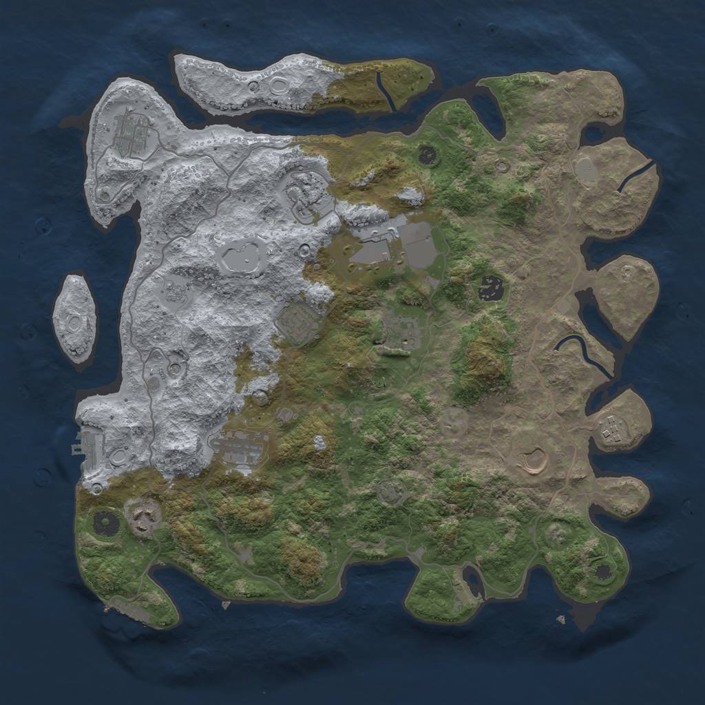 Rust Map: Procedural Map, Size: 4000, Seed: 566489, 18 Monuments