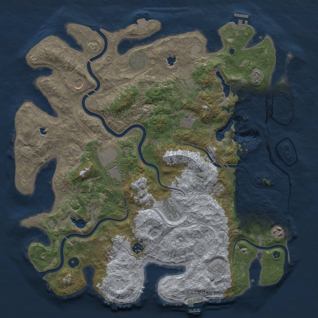 Rust Map: Procedural Map, Size: 4500, Seed: 1317851503, 16 Monuments