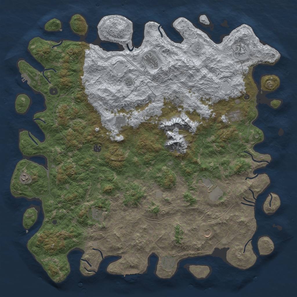 Rust Map: Procedural Map, Size: 5500, Seed: 1, 20 Monuments