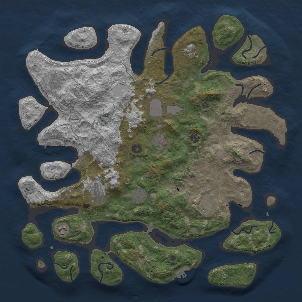 Rust Map: Procedural Map, Size: 4500, Seed: 34521, 18 Monuments