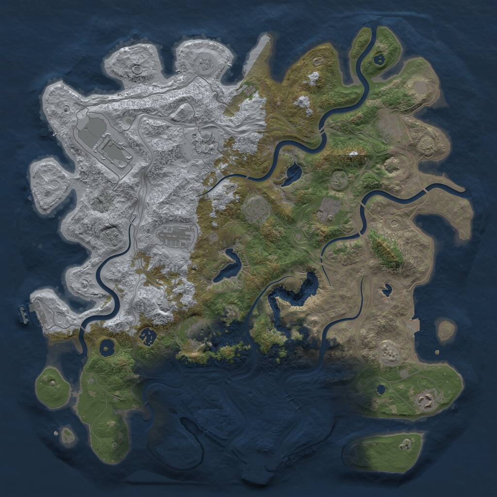 Rust Map: Procedural Map, Size: 4500, Seed: 34521, 16 Monuments