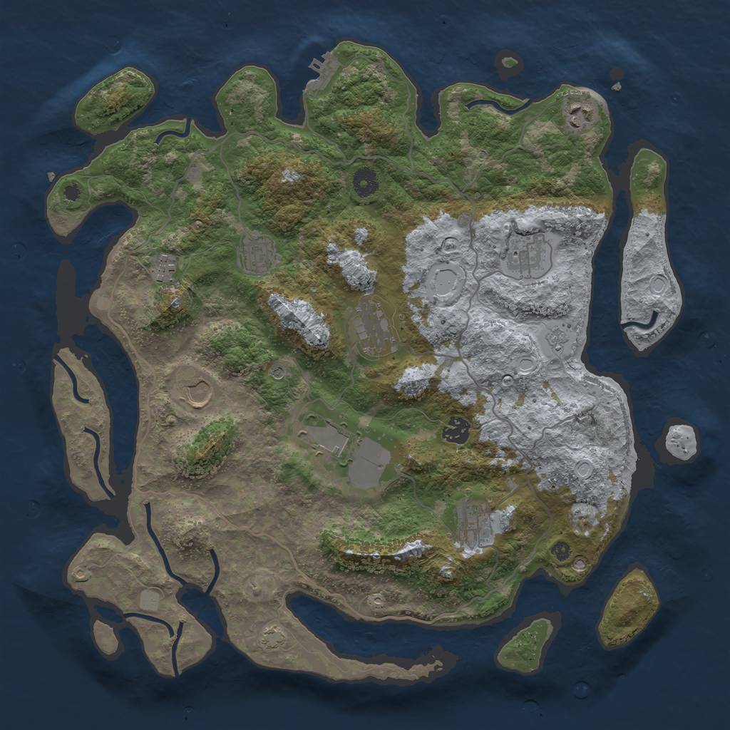 Rust Map: Procedural Map, Size: 4000, Seed: 325432652, 16 Monuments