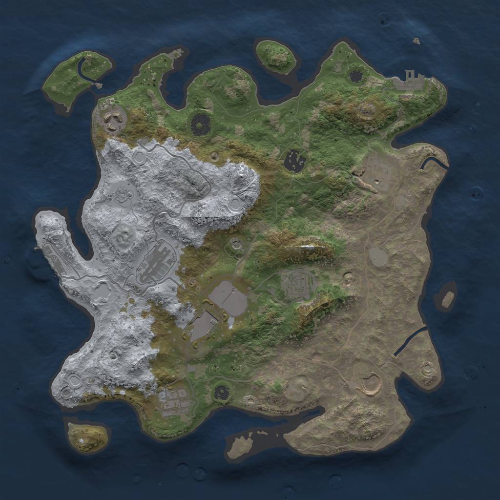 Rust Map: Procedural Map, Size: 3500, Seed: 18387, 15 Monuments