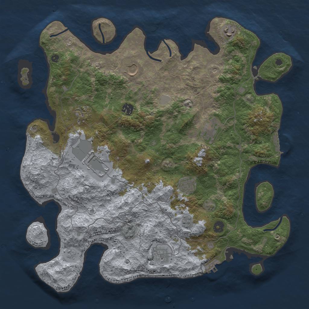 Rust Map: Procedural Map, Size: 4000, Seed: 19190721, 16 Monuments