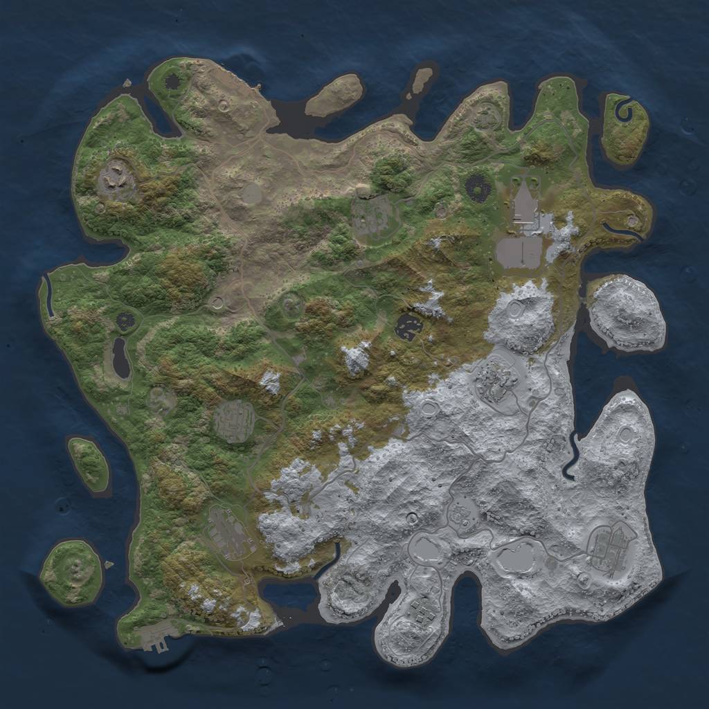 Rust Map: Procedural Map, Size: 4000, Seed: 545004954, 17 Monuments