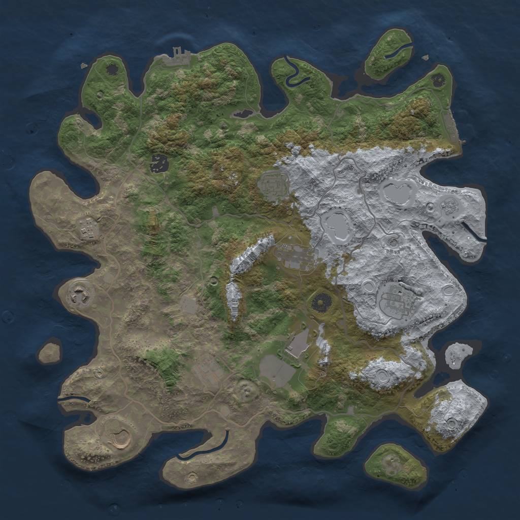 Rust Map: Procedural Map, Size: 4000, Seed: 541870570, 16 Monuments