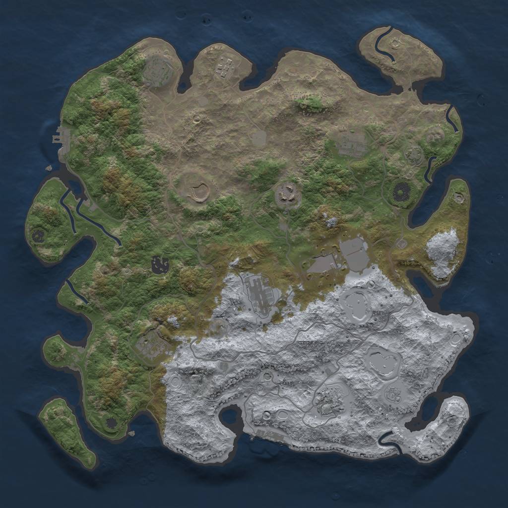 Rust Map: Procedural Map, Size: 4000, Seed: 1764585291, 18 Monuments