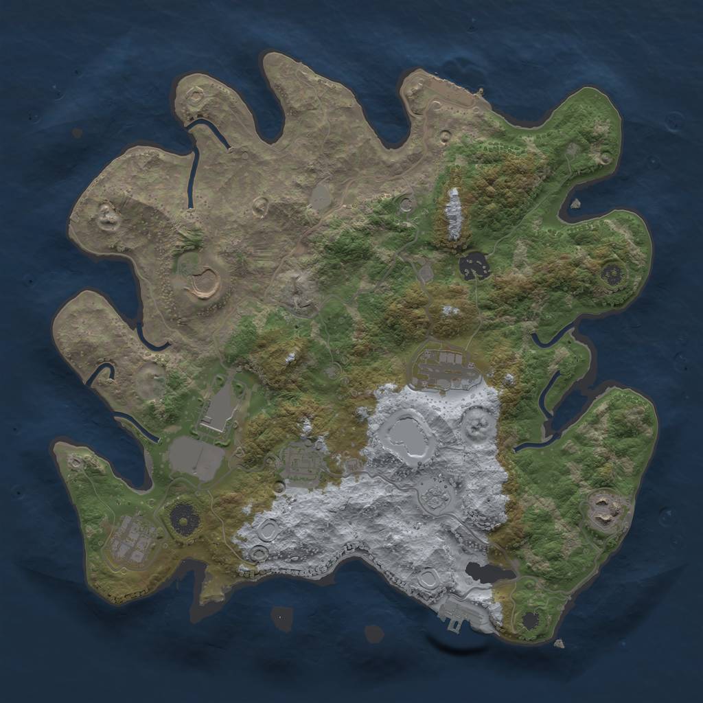 Rust Map: Procedural Map, Size: 3500, Seed: 225631758, 14 Monuments