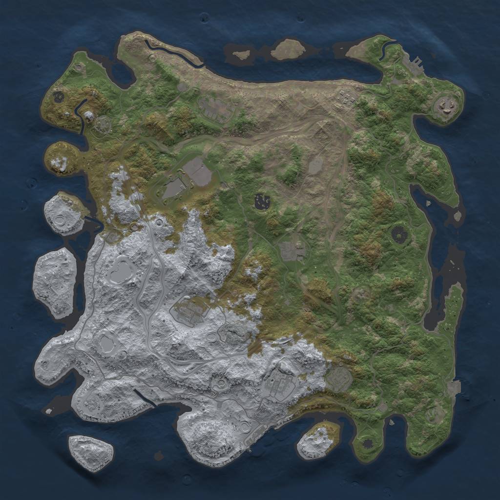 Rust Map: Procedural Map, Size: 4500, Seed: 432563, 17 Monuments