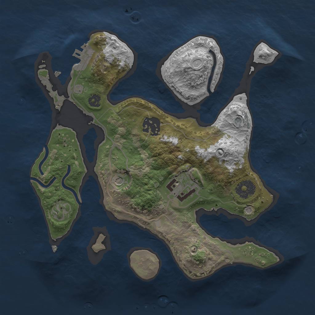 Rust Map: Procedural Map, Size: 2500, Seed: 38066, 9 Monuments