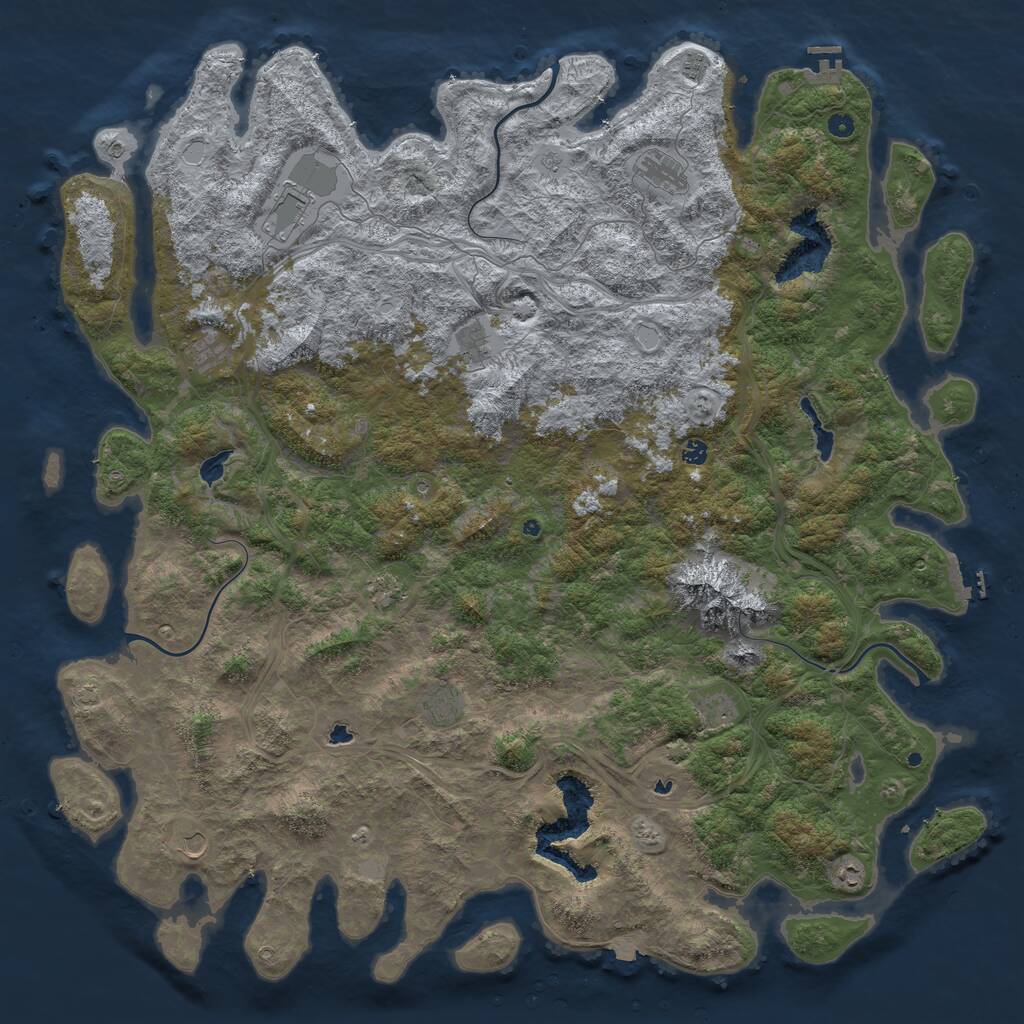 Rust Map: Procedural Map, Size: 6000, Seed: 37677, 17 Monuments