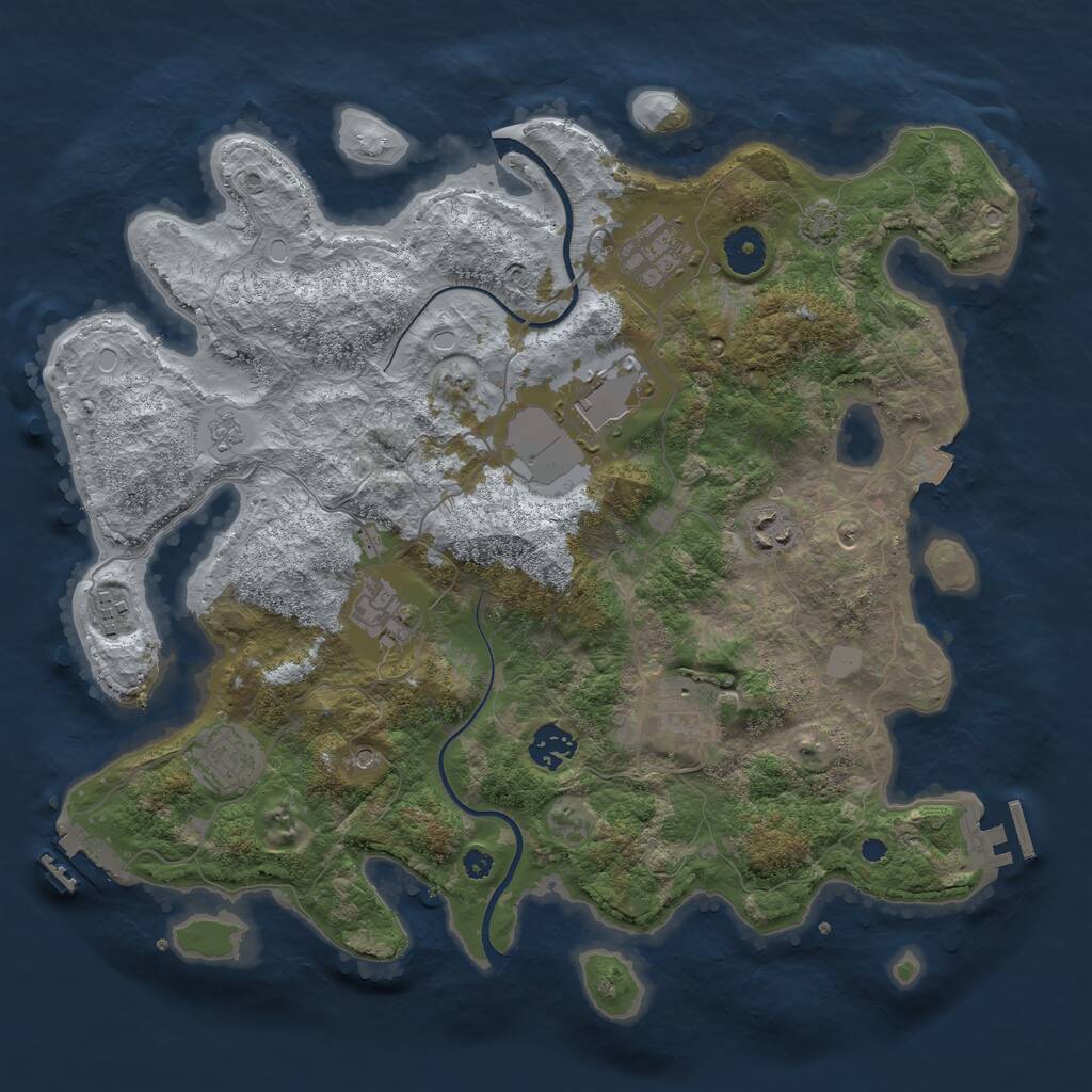 Rust Map: Procedural Map, Size: 3700, Seed: 158536649, 14 Monuments