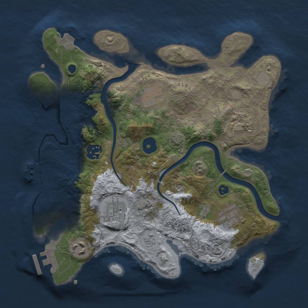 Rust Map: Procedural Map, Size: 3000, Seed: 197290982, 12 Monuments
