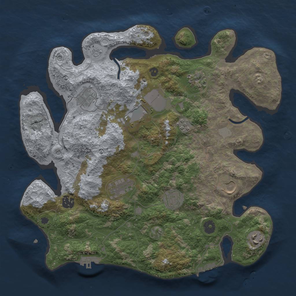 Rust Map: Procedural Map, Size: 3500, Seed: 5648045, 18 Monuments