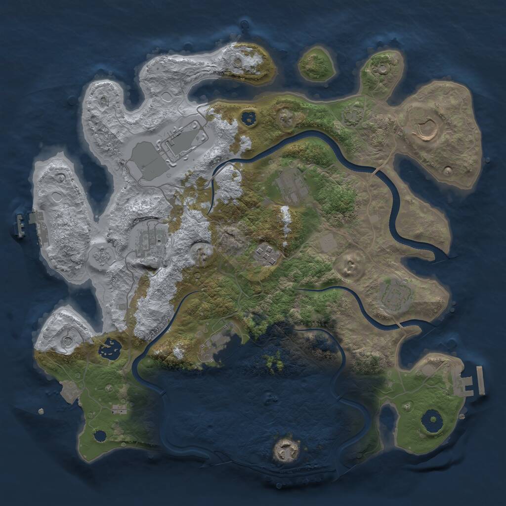 Rust Map: Procedural Map, Size: 3500, Seed: 5648045, 15 Monuments