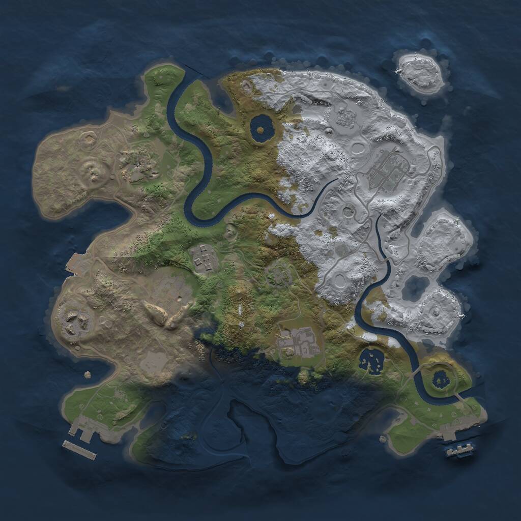 Rust Map: Procedural Map, Size: 3000, Seed: 2057189500, 13 Monuments