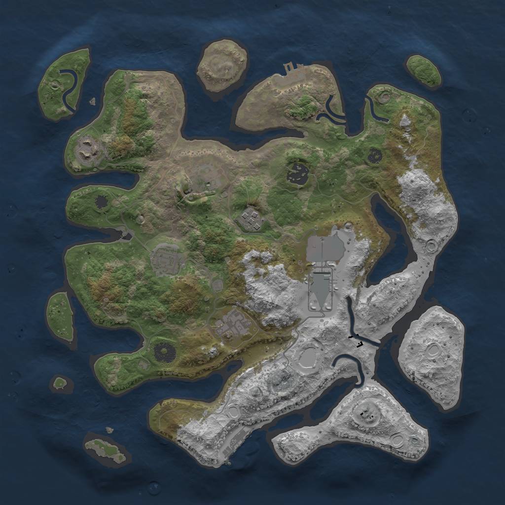 Rust Map: Procedural Map, Size: 3500, Seed: 2095826239, 14 Monuments