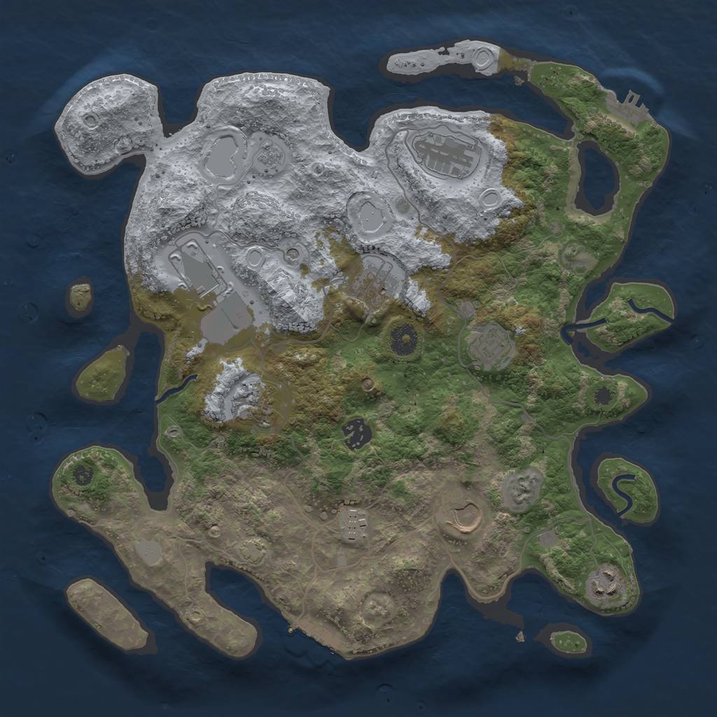 Rust Map: Procedural Map, Size: 3600, Seed: 1313, 17 Monuments