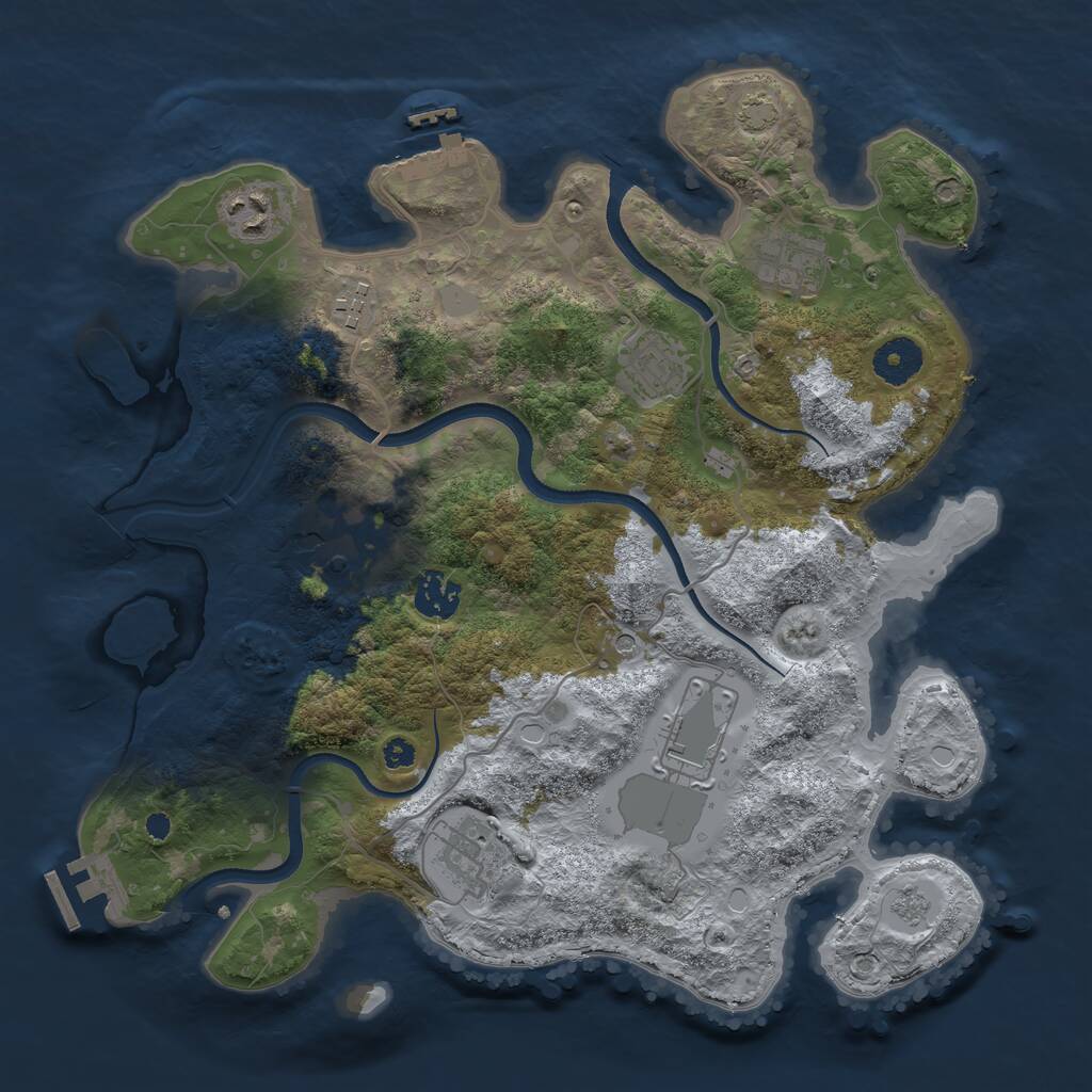 Rust Map: Procedural Map, Size: 3500, Seed: 19555, 14 Monuments
