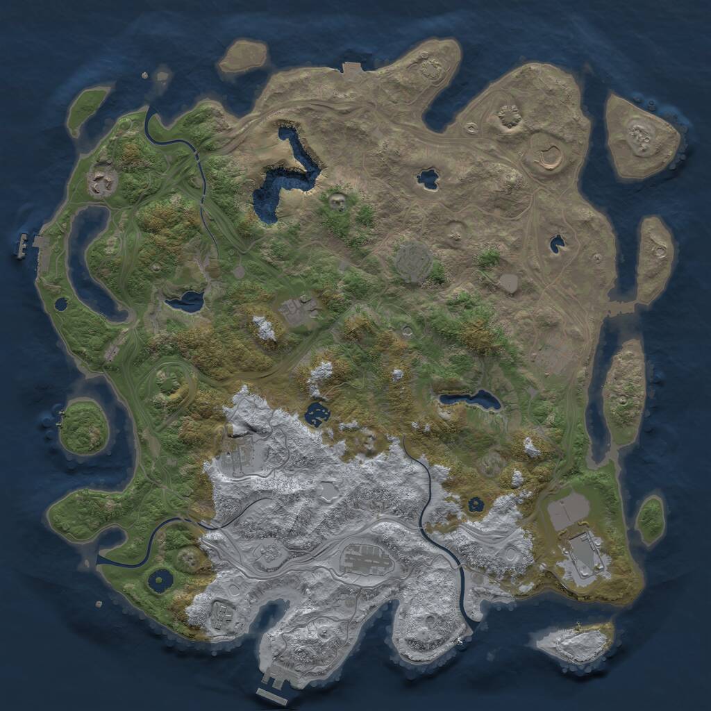 Rust Map: Procedural Map, Size: 4500, Seed: 3228, 16 Monuments