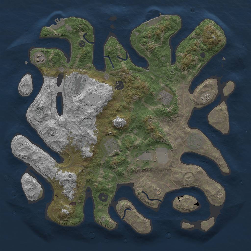 Rust Map: Procedural Map, Size: 4000, Seed: 5698, 17 Monuments