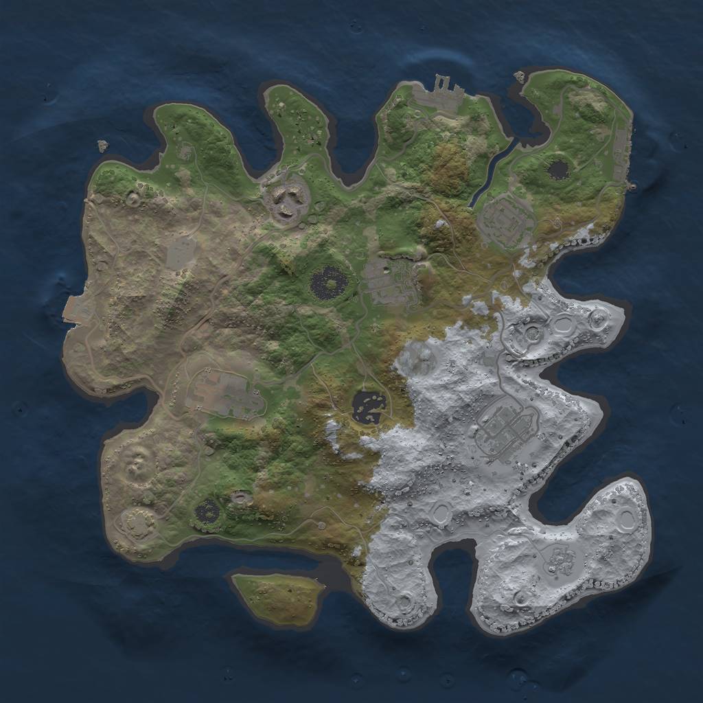 Rust Map: Procedural Map, Size: 3000, Seed: 1012500960, 14 Monuments