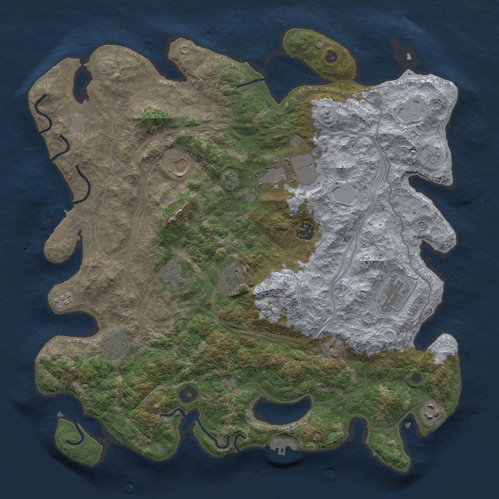Rust Map: Procedural Map, Size: 4250, Seed: 327564167, 17 Monuments