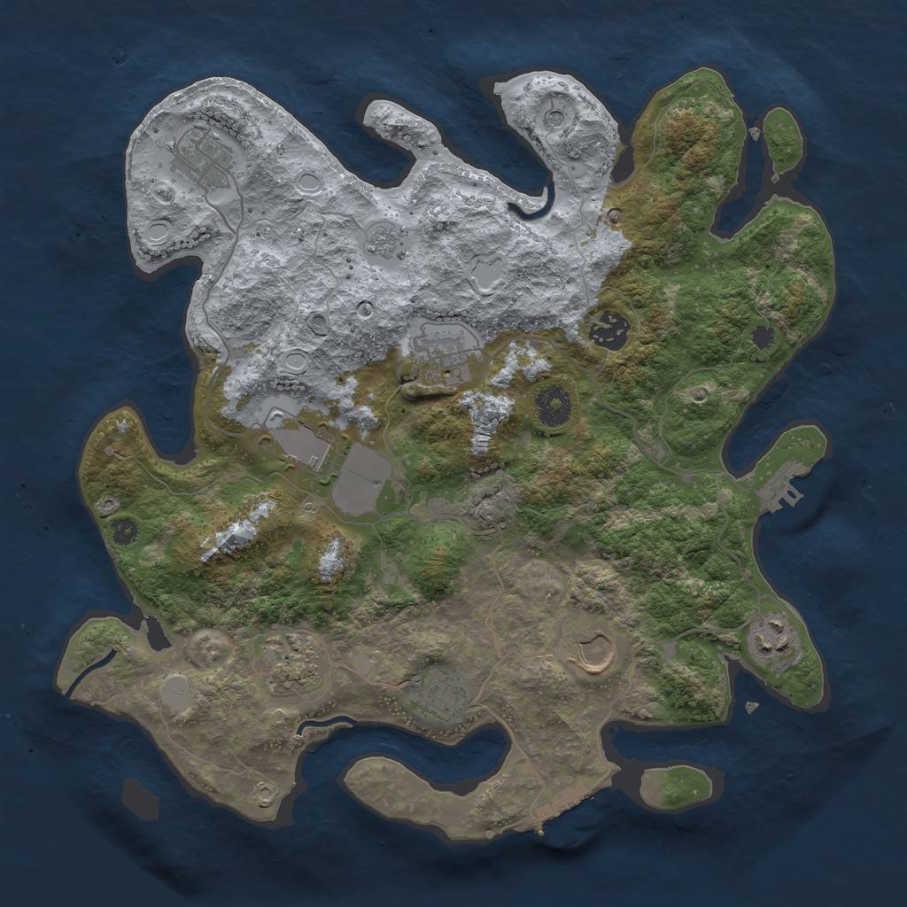 Rust Map: Procedural Map, Size: 3500, Seed: 3019, 15 Monuments