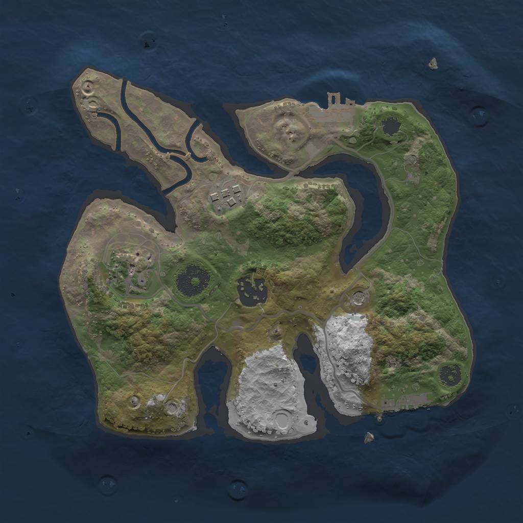 Rust Map: Procedural Map, Size: 2500, Seed: 561874, 11 Monuments