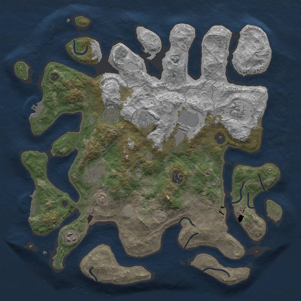 Rust Map: Procedural Map, Size: 4000, Seed: 21200806, 16 Monuments
