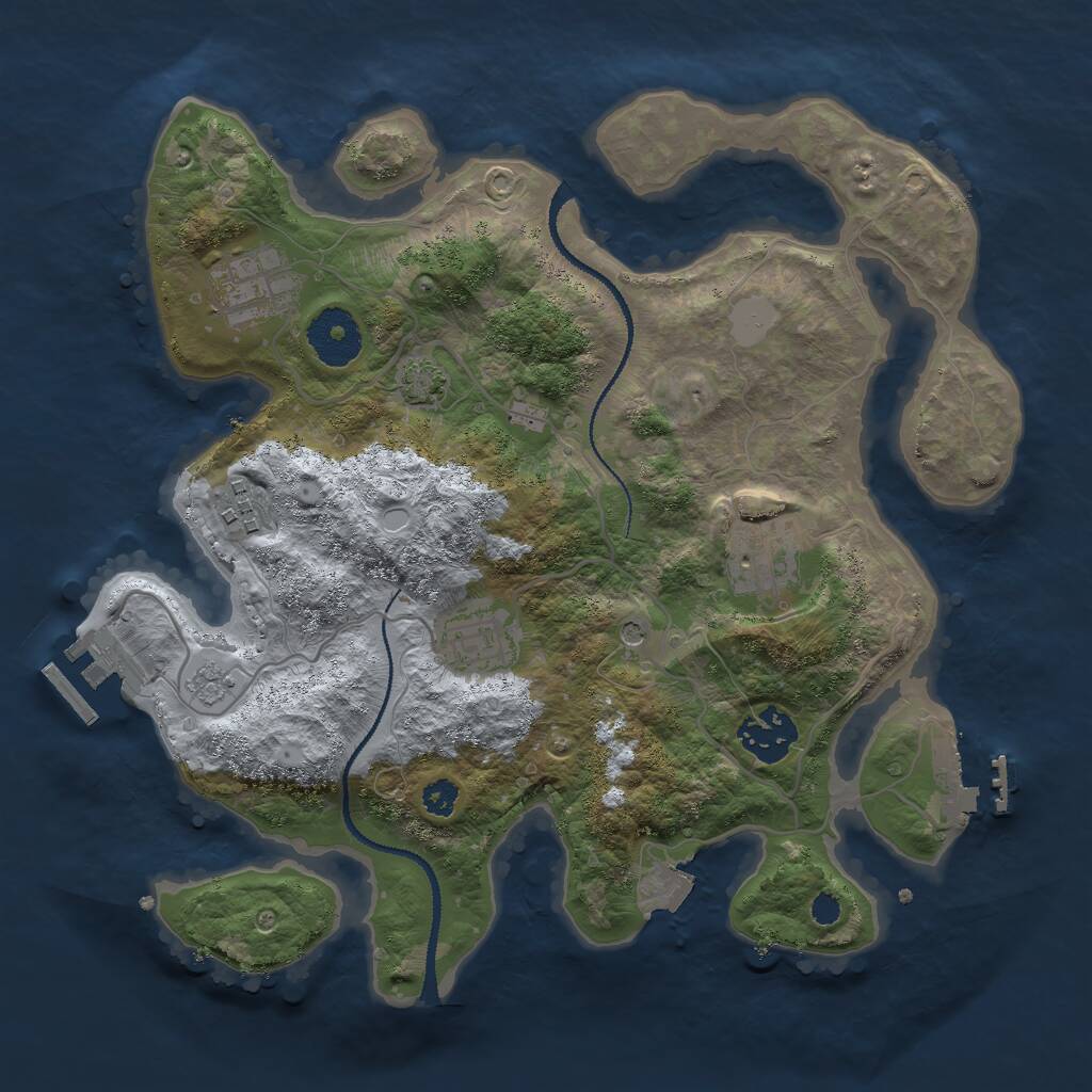 Rust Map: Procedural Map, Size: 3000, Seed: 548245, 11 Monuments