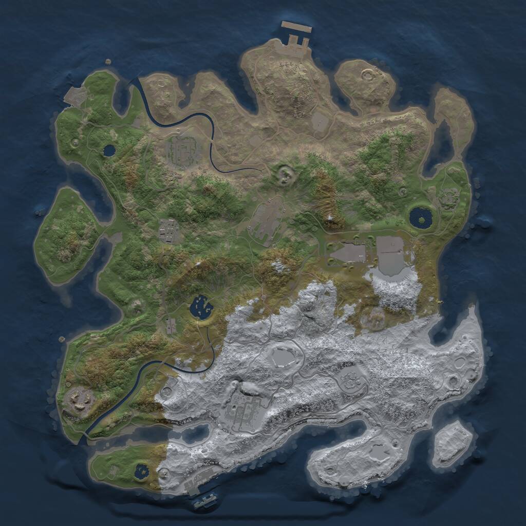 Rust Map: Procedural Map, Size: 3500, Seed: 460890000, 13 Monuments