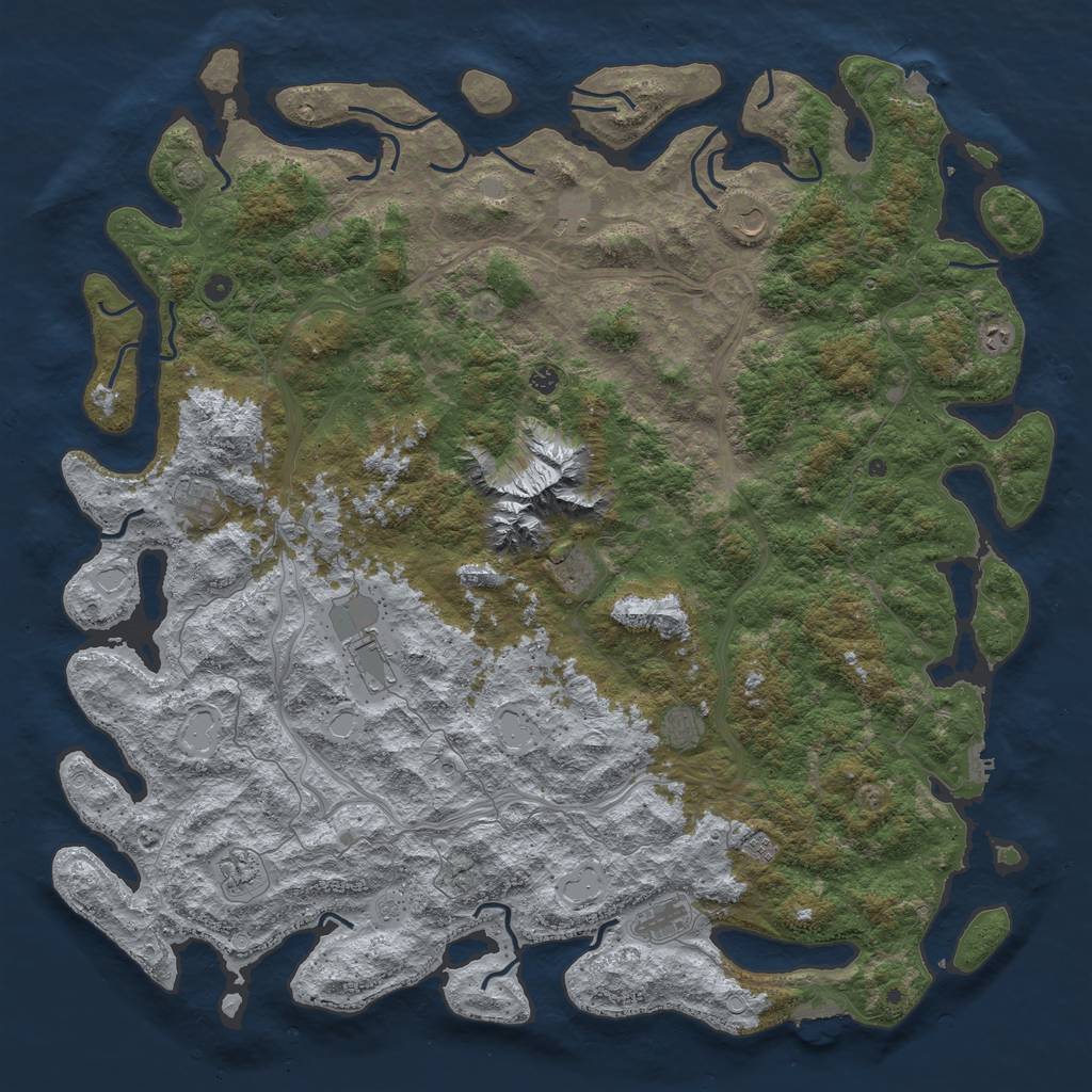 Rust Map: Procedural Map, Size: 6000, Seed: 287846223, 19 Monuments