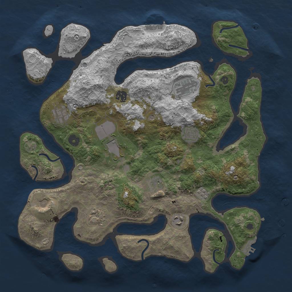 Rust Map: Procedural Map, Size: 3850, Seed: 63737300, 18 Monuments