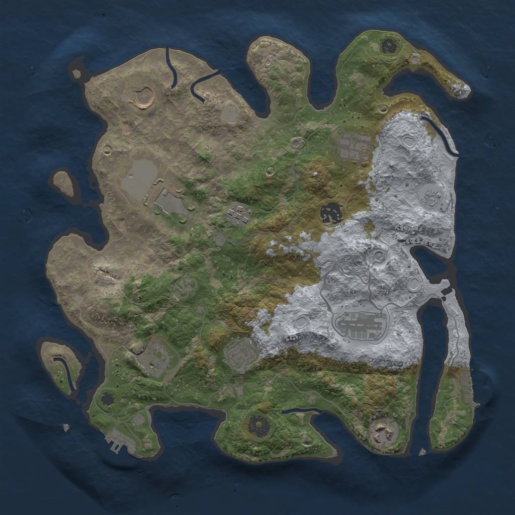 Rust Map: Procedural Map, Size: 3500, Seed: 101032514, 16 Monuments