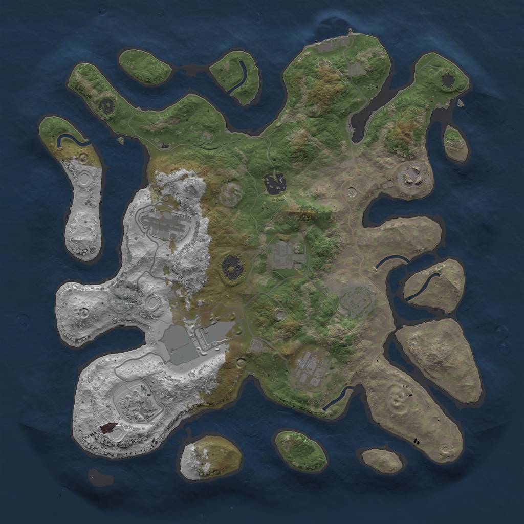 Rust Map: Procedural Map, Size: 3500, Seed: 1225648520, 15 Monuments