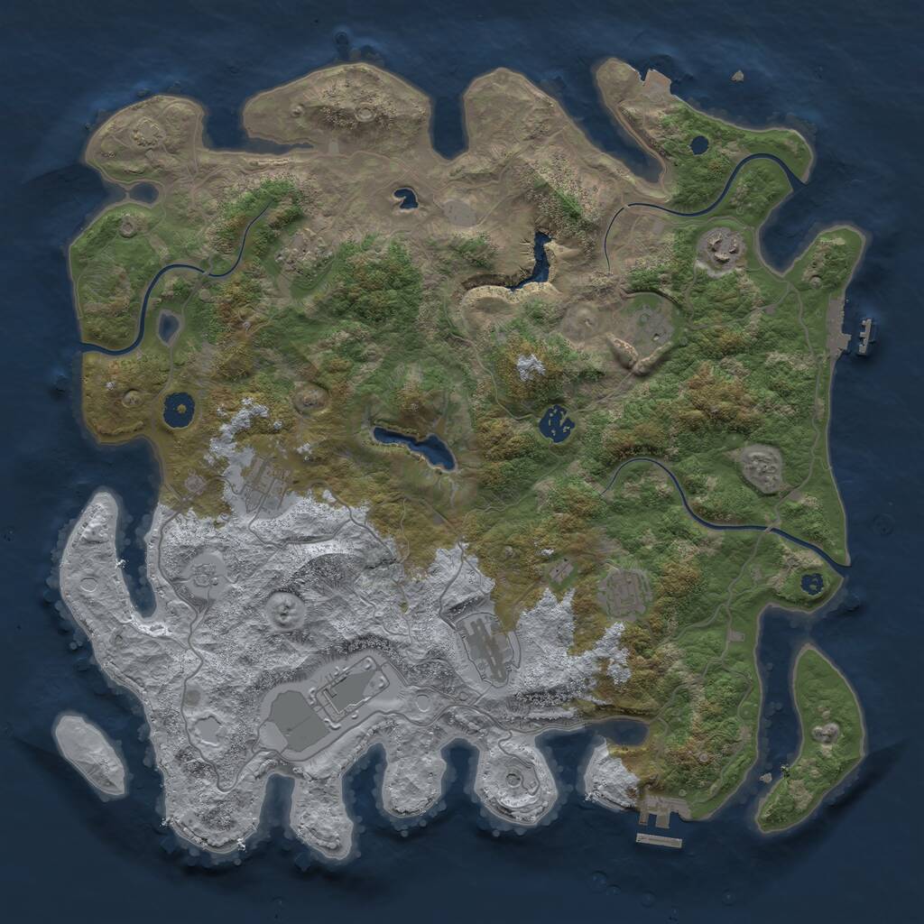 Rust Map: Procedural Map, Size: 4100, Seed: 3, 14 Monuments