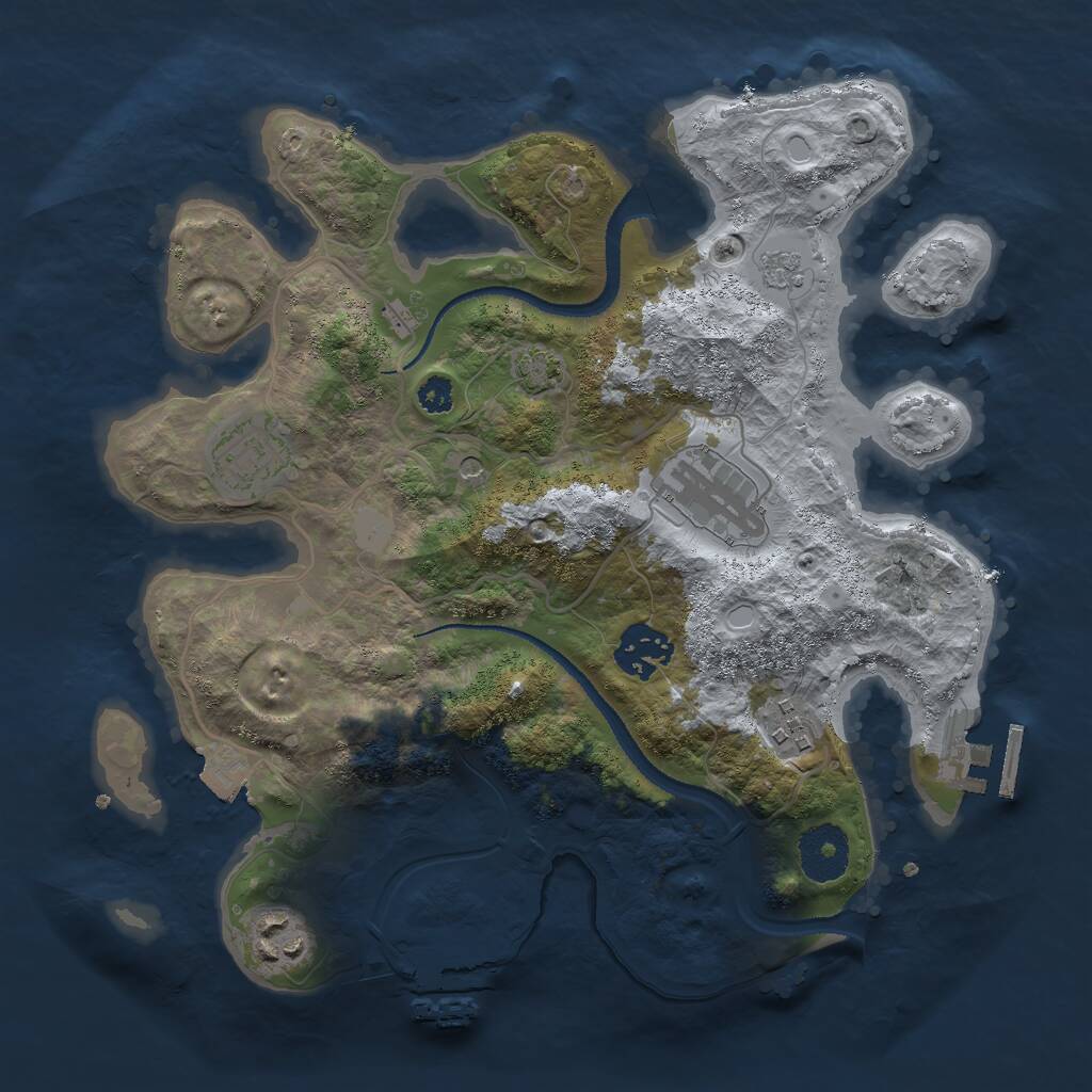 Rust Map: Procedural Map, Size: 3000, Seed: 550109004, 11 Monuments