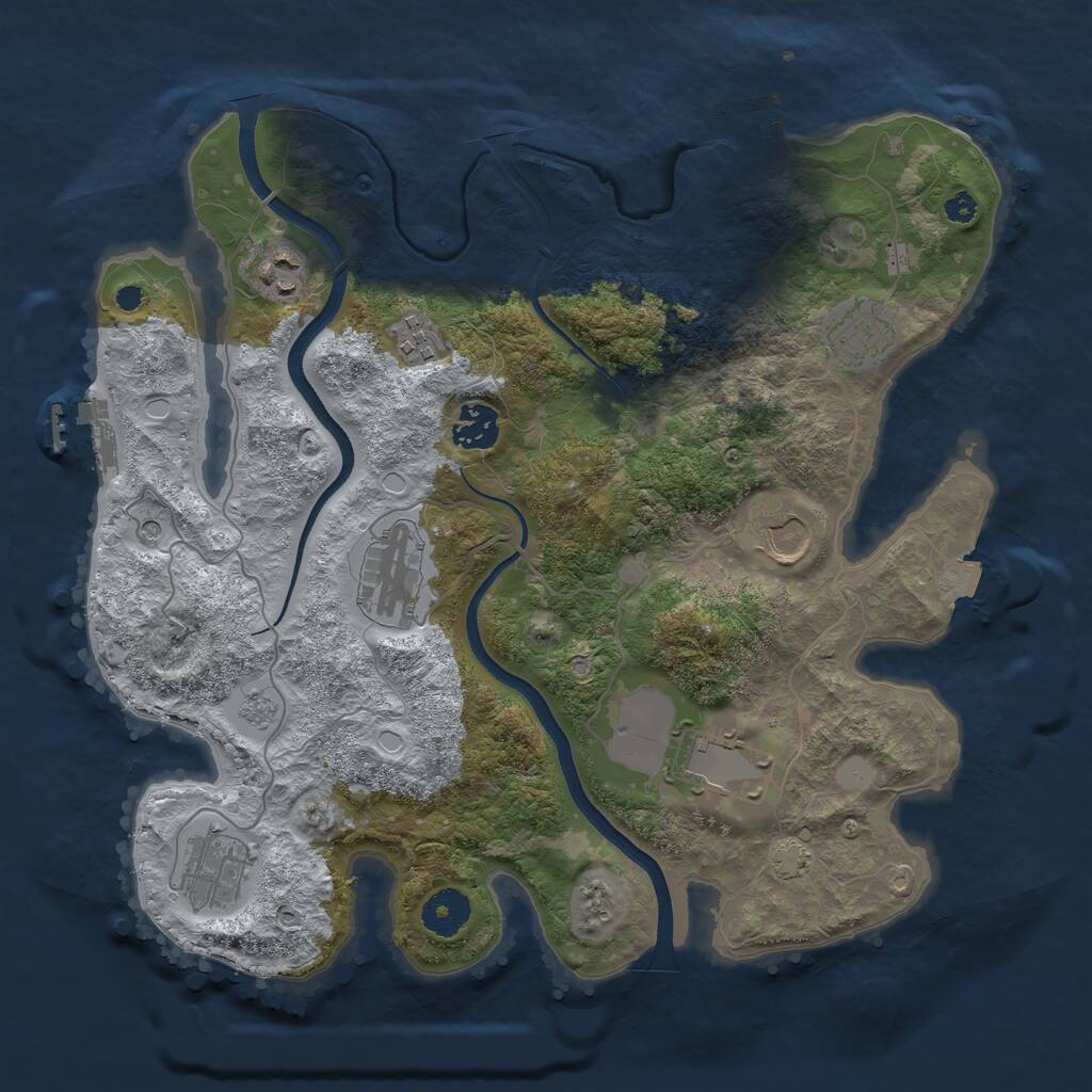 Rust Map: Procedural Map, Size: 3500, Seed: 1765024703, 14 Monuments