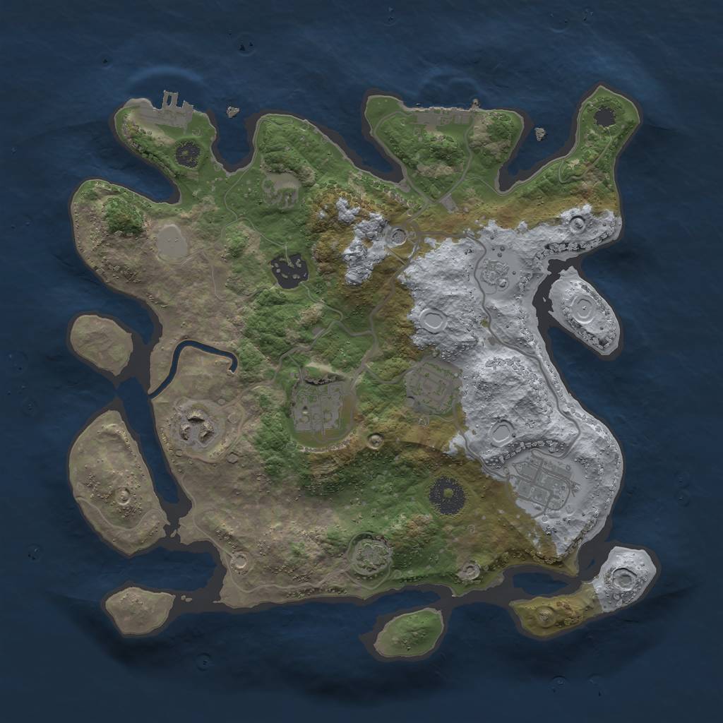Rust Map: Procedural Map, Size: 3000, Seed: 506546, 13 Monuments