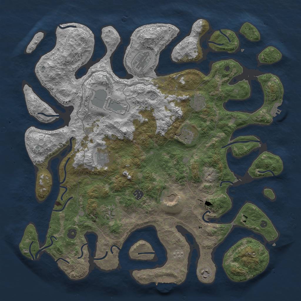 Rust Map: Procedural Map, Size: 4500, Seed: 1285107252, 18 Monuments