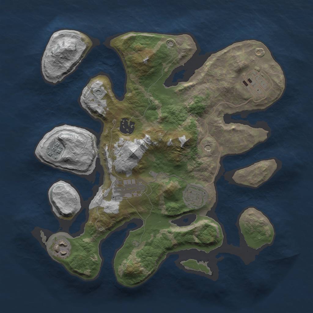 Rust Map: Barren, Size: 3000, Seed: 448999380, 9 Monuments