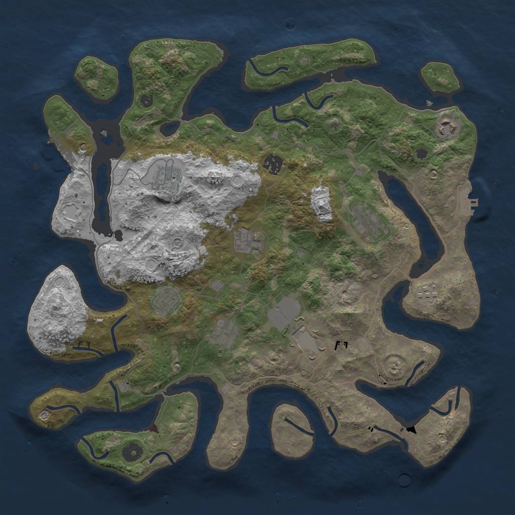 Rust Map: Procedural Map, Size: 4000, Seed: 501, 17 Monuments