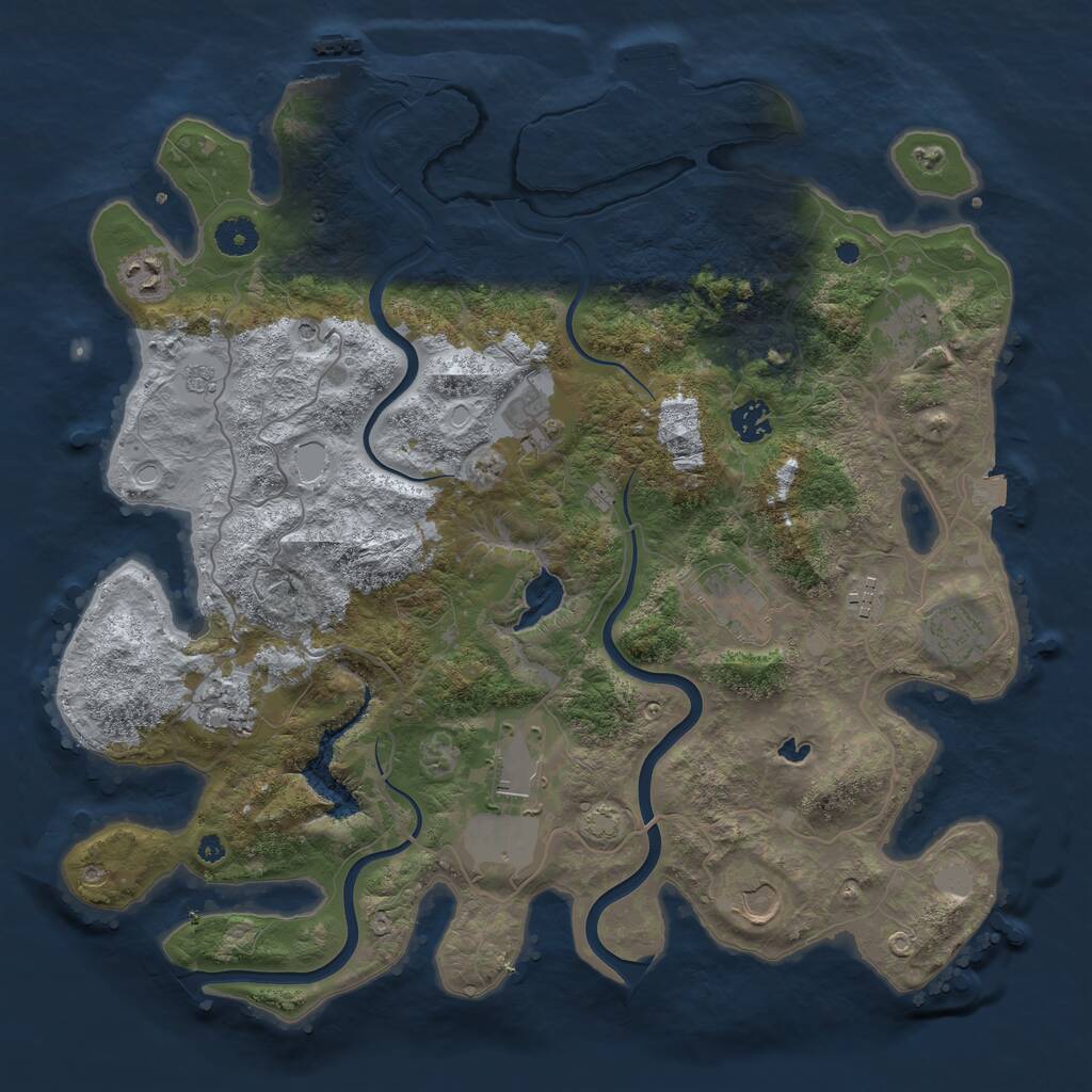 Rust Map: Procedural Map, Size: 4000, Seed: 501, 16 Monuments