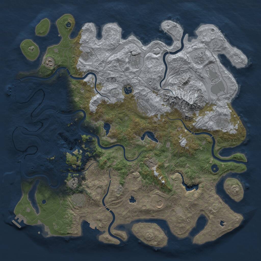 Rust Map: Procedural Map, Size: 5000, Seed: 50900, 17 Monuments