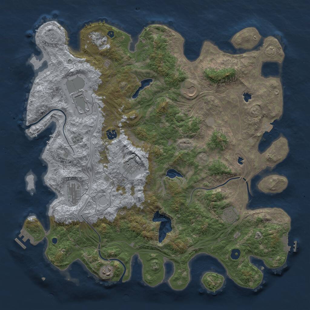 Rust Map: Procedural Map, Size: 4500, Seed: 1142069027, 15 Monuments